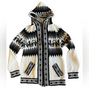 ALPACA Artisan Knit Peruvian Full-Zip Youth M /10yo Sweater Jacket Cozy Unisex